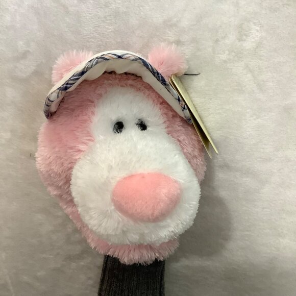 Gund LPGA Pros Life Plush Pink Bear Golf Club Head Cover Grey Knit Sock NEW - Picture 2 of 9